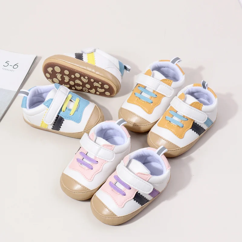 

2025 Spring Baby Unisex First Walking Toddler Shoes With High Quality PU Leather And TPR Sole For 0-18M Baby Boys Girls Sneaker