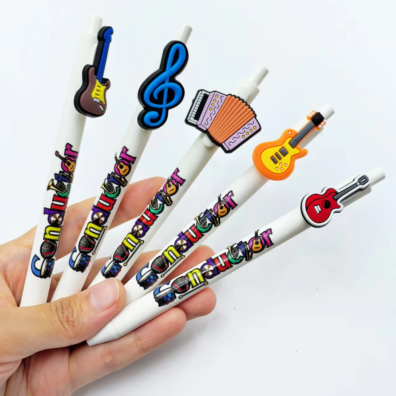 7 قطع/14 قطعة أقلام حبر جاف إبداعية على شكل ملاحظة، أقلام حبر جاف لضغط الموسيقى، أدوات مكتبية للعودة إلى المدرسة #6