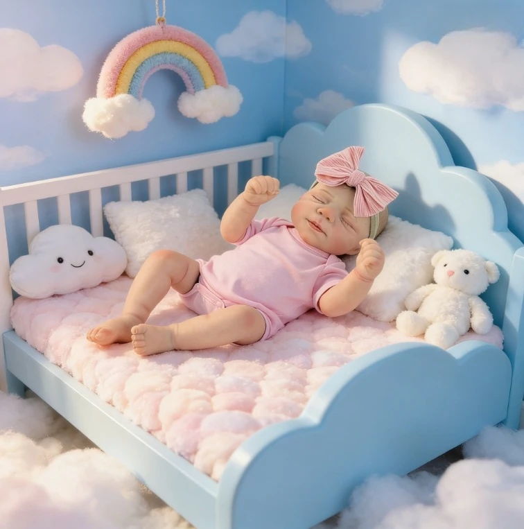 Muñeca Reborn Pascale de 18 Pulgadas con Piel 3D y Venas Visibles, Bebé Niña Dormida, Cuerpo Completo de Vinilo, Realista, Regalo para Niños