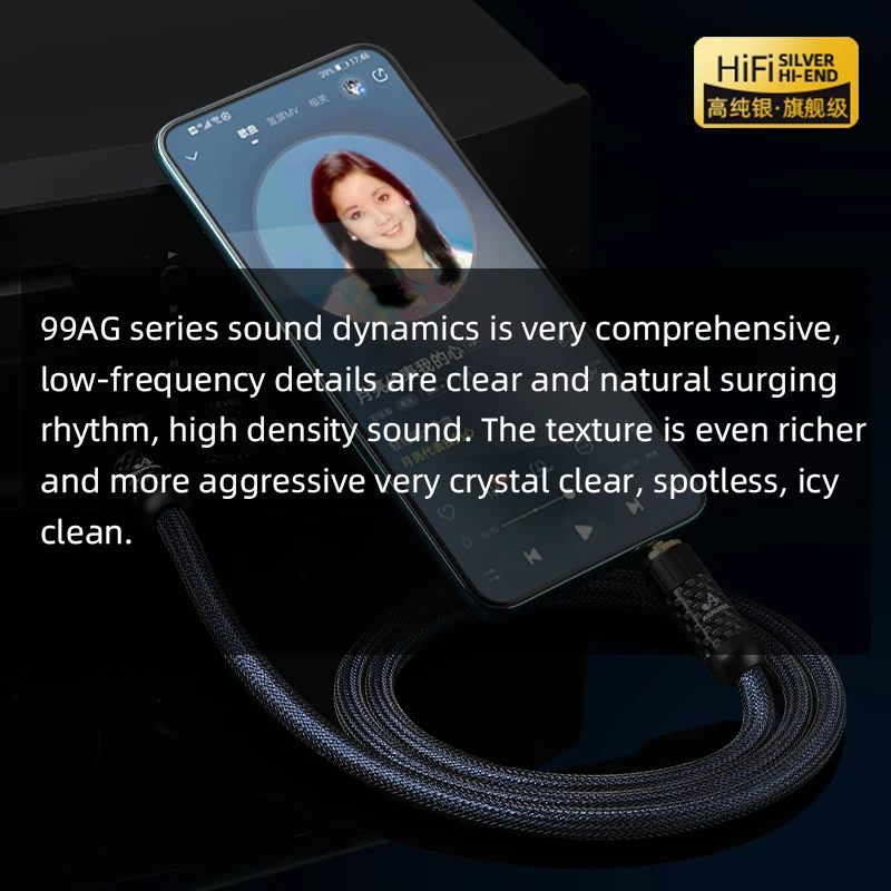 HiFi 3.5mm to 6.5mm Audio Cable Hi-end Sterling Silver Stereo 3.5 Jack to 6.5 TRS Jack for Headphone Amplifier