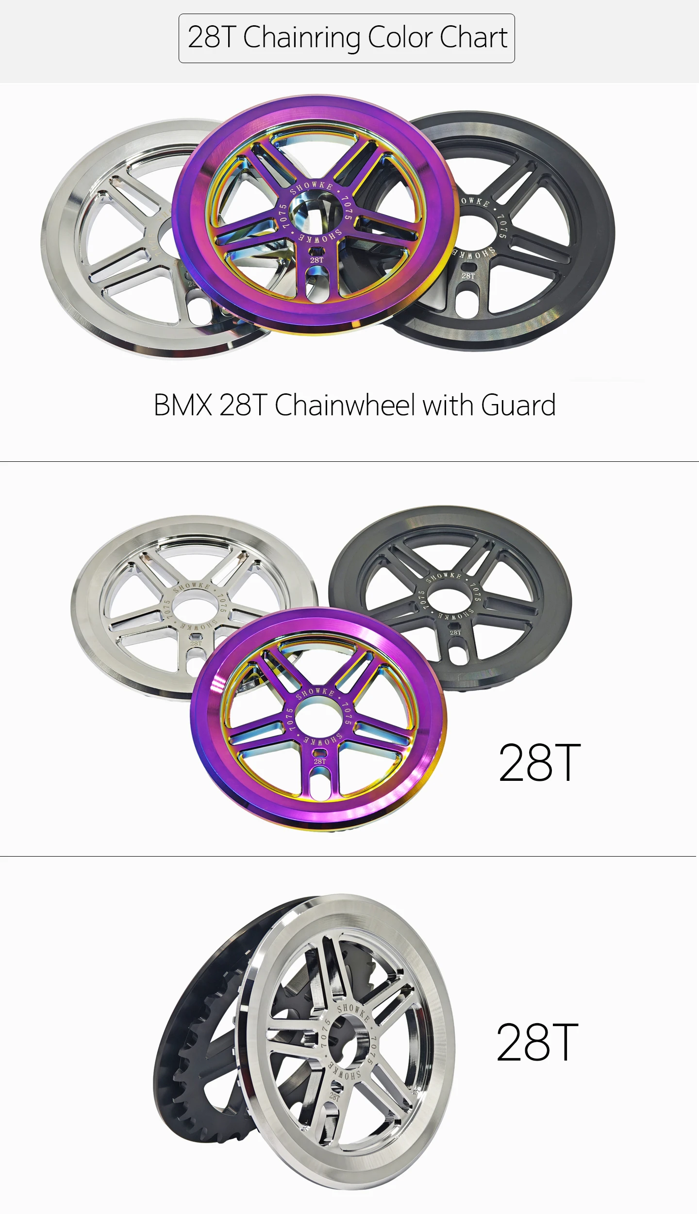 BMX Extremleistungs-Fahrrad 7075 Aluminiumlegierung 25T 28T Kettenblatt mit Kettenkasten CNC Farbiges Kettenblatt mit Schutz – Detail 8