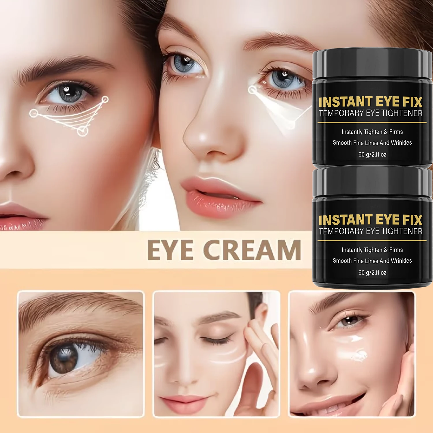 Bee Venom Eye Cream With Hyaluronic Acid Biotin Ascorbic Acid Moisturizing Firming Anti Wrinkle Under Eye Cream