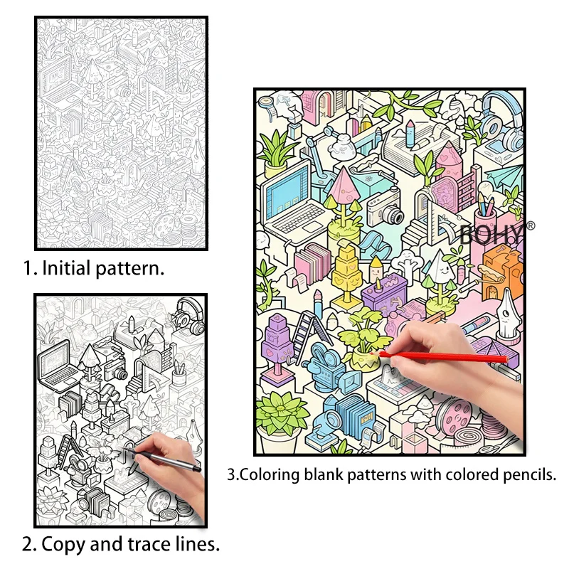 A Drawing Book That Combines Line Drawing and Coloring, Adults To Decompress Bring Peaceful and Soothing Painting Before Bedtime
