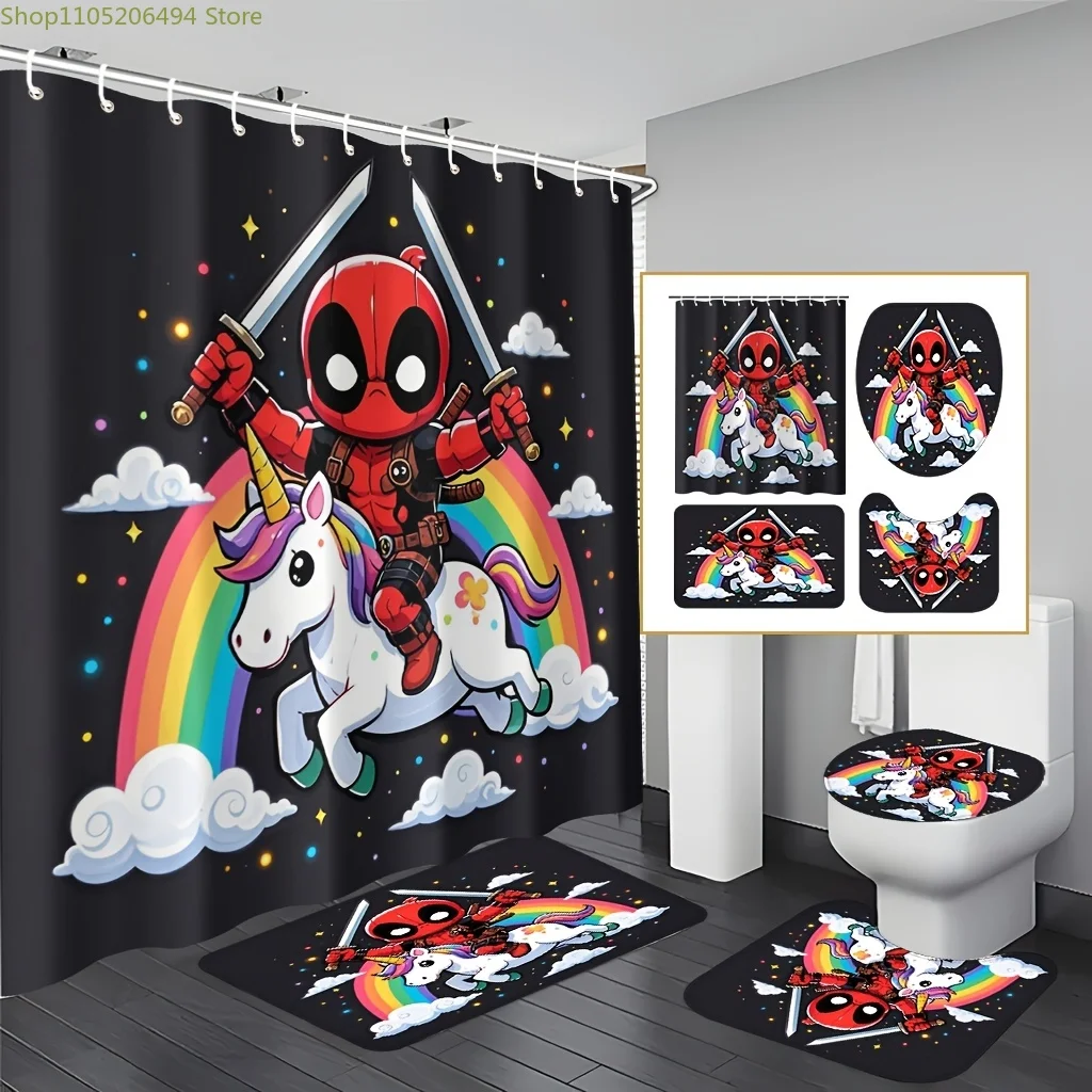 

Удивительный набор водонепроницаемых занавесок для душа «Человек-паук» из 4 предметов с веб-узором, идеально подходит для макияжа в ванной комнате для фанатов Мстителей