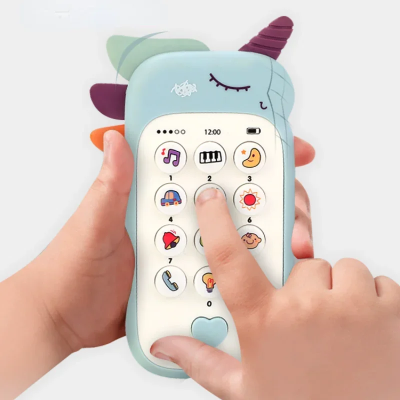 Juguete de teléfono con sonido musical para bebé, juguetes para dormir con mordedor, teléfono de simulación, juguete educativo temprano para niños, regalos para niños