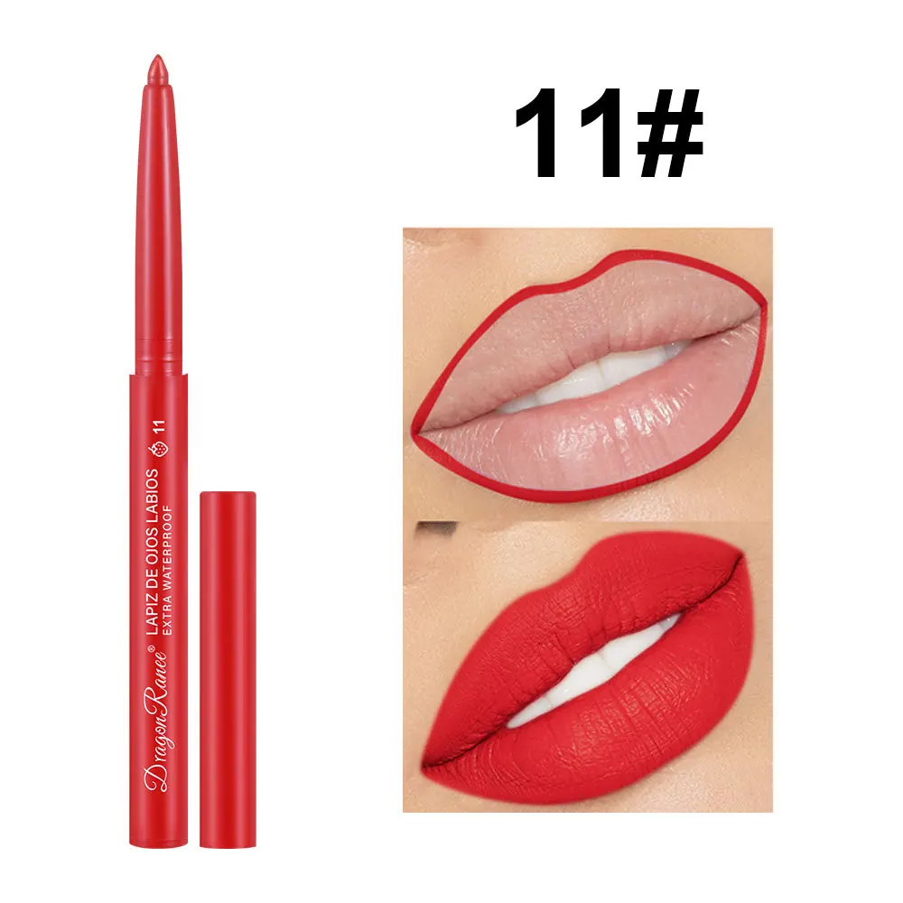 Waterdichte Matte Lipliner Potlood Sexy Rode Contour Lip Tint Lip Stick Duurzame Hydraterende Non-Stick Cup Lippen Make-Up 12 Kleuren