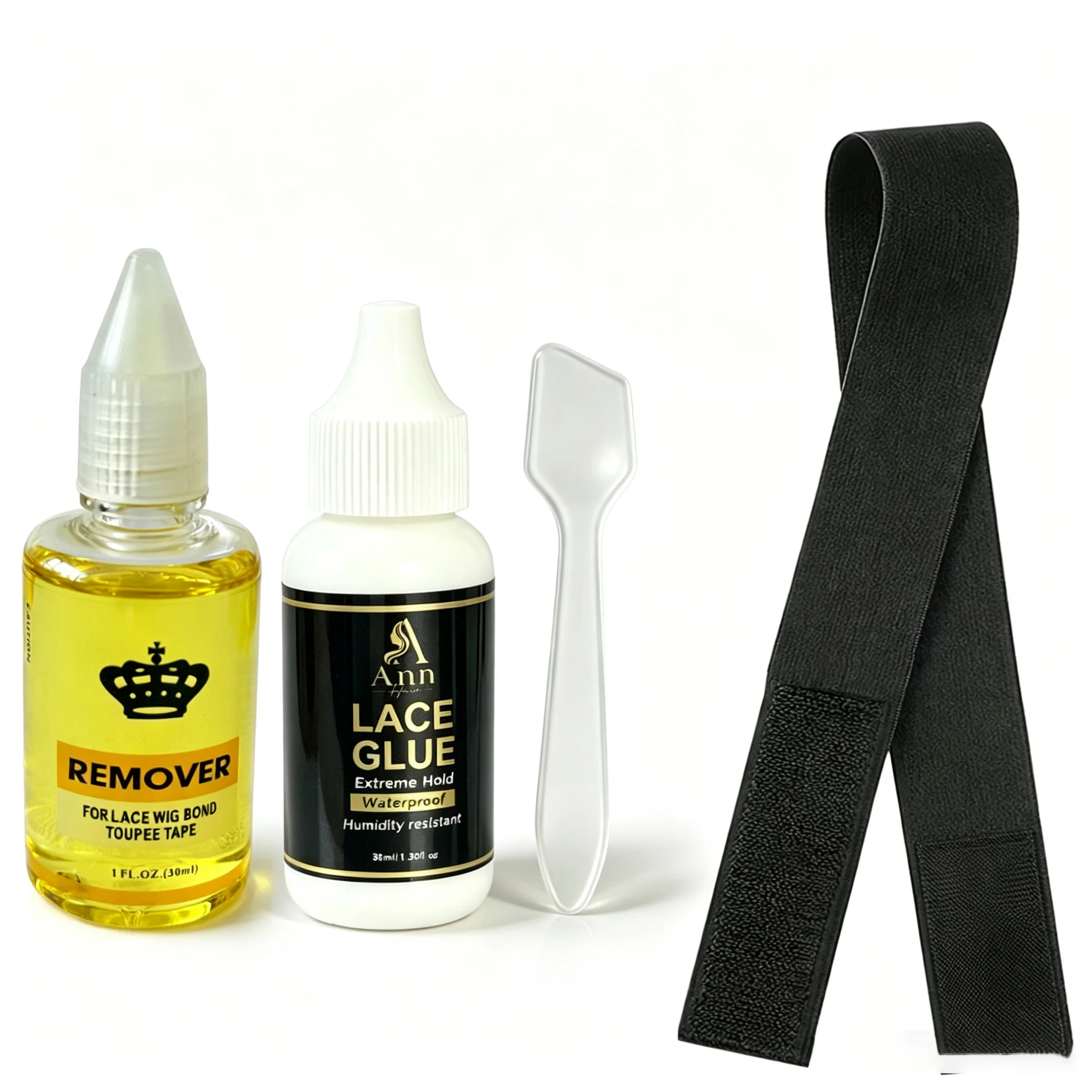 Ann Waterproof Lace Wig Glue Set, Extreme Hold Lace Glue & Bond Remover with Wig Band and Spatula for Lace Front Toupee