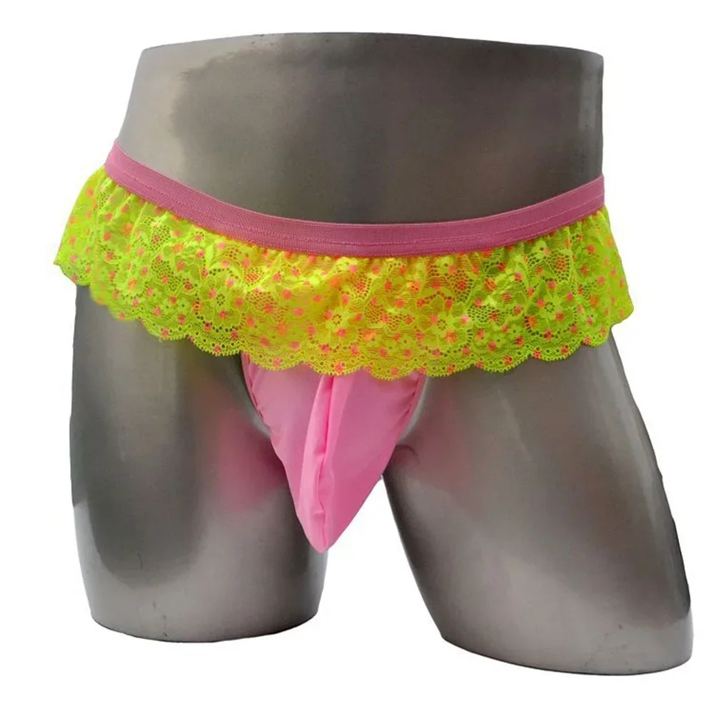 

Men Sissy Penis Pouch Panties Lace Thongs Low Waist Transparent G-Strings Thong Underwear Sexy See Through Lace Lingerie Thongs