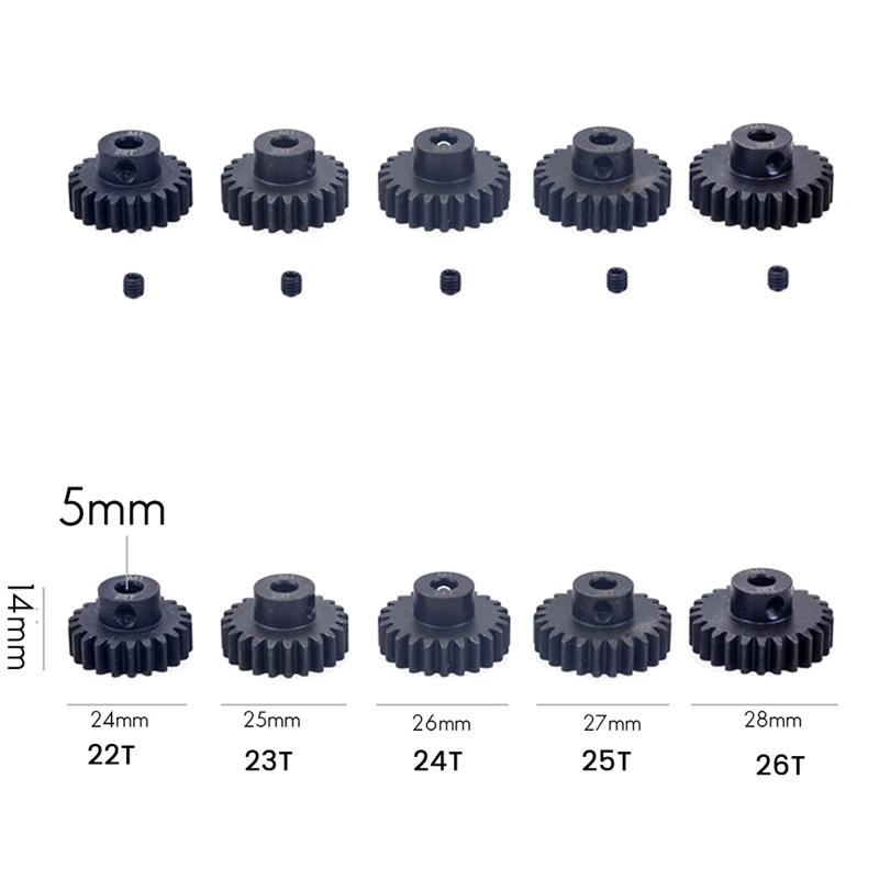 1-częściowa stalowa metalowa przekładnia silnikowa M1 5 mm czarna do modelu samochodu 1/10 Rc Moto 21T