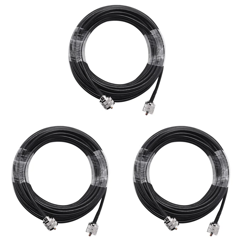 

A70P 3Pcs 15M UHF Coaxial Cable RG58 Coax Cable PL259 Cable 50 Ohms CB Radio Antenna Cable UHF Male To UHF Male Low Loss UHF
