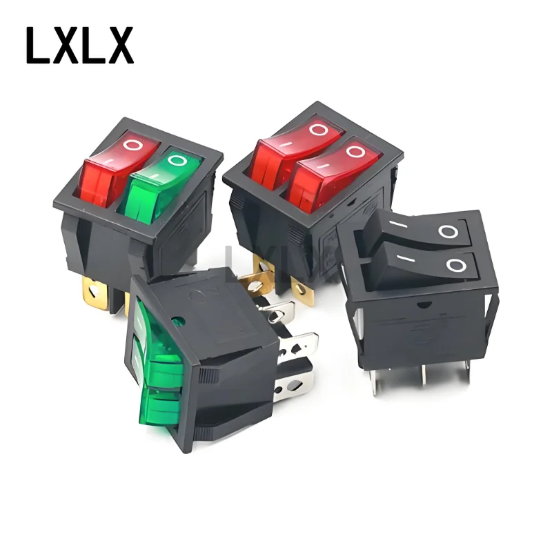 

50PCS KCD8 6PIN 16A 250V 20A 125V Double Light Switch Rocker Switch Waterproof ON-OFF KCD6 Boat Power Switch