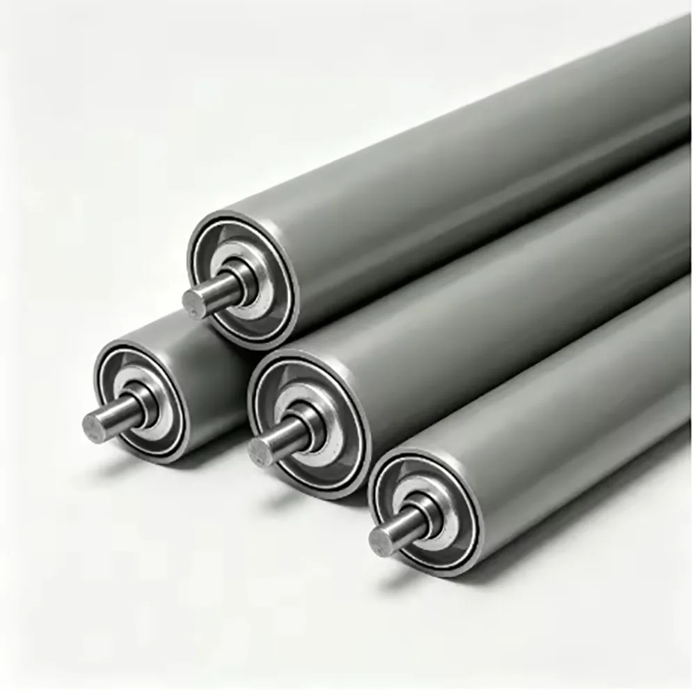 Coated Idler Conveyor Roller Spring Shaft for Assembly Line Woodworking PVC PU Silicone OD 29-70mm Length 100-450mm