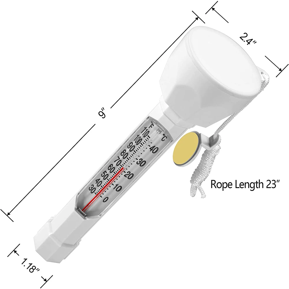 Large Floating Pool Thermometer Water Temperature  with String for Outdoor  Indoor Swimming Spas Hot Tubs Fish Ponds  Easy Read