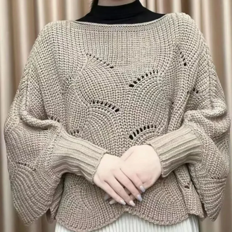 Knitted Sweater Women Bat Sleeve Oversized Shawl Poncho Pullover Korean Fashion Loose Coat Warm New