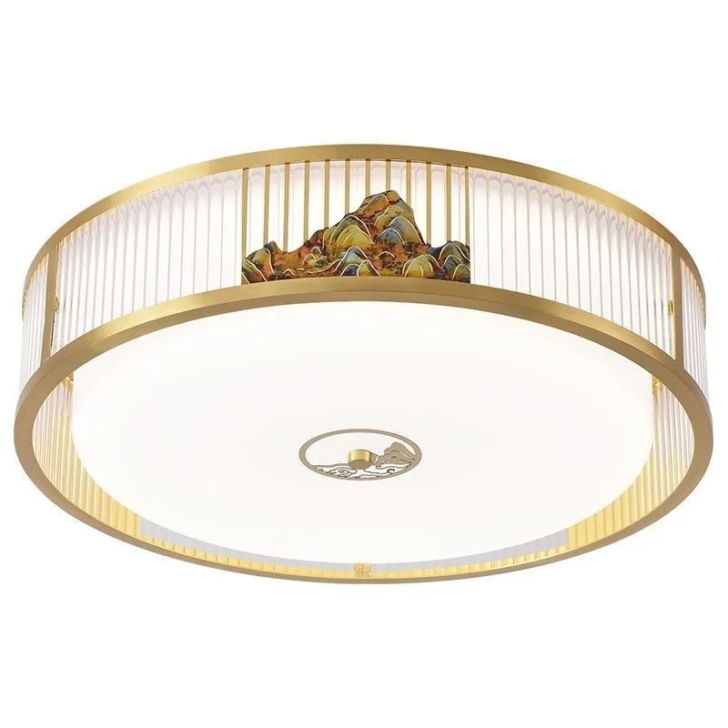 

New Chinese style gold ceiling lamp square led living room dining room study bedroom tea room Chinese style blessing charact