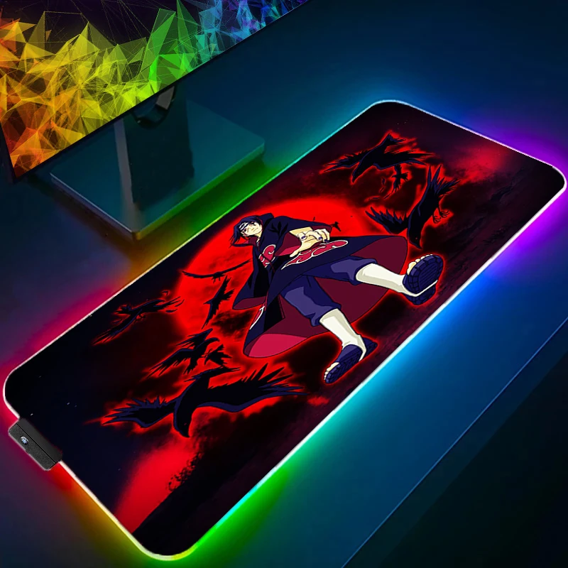 LED Light RGB Mouse Pad Gamer N-NARUTOS Gaming Accessories Varmilo Keyboard PC Computer Desk Mat Carpet Mousepad For csgo lol