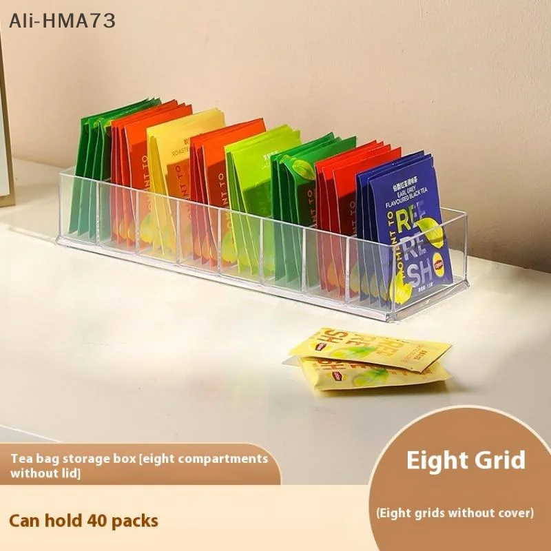 

Flower Tea Bag Storage Box Transparent Display Box 8-Grid Classification Box Multi Functional Desktop Organizing Tool