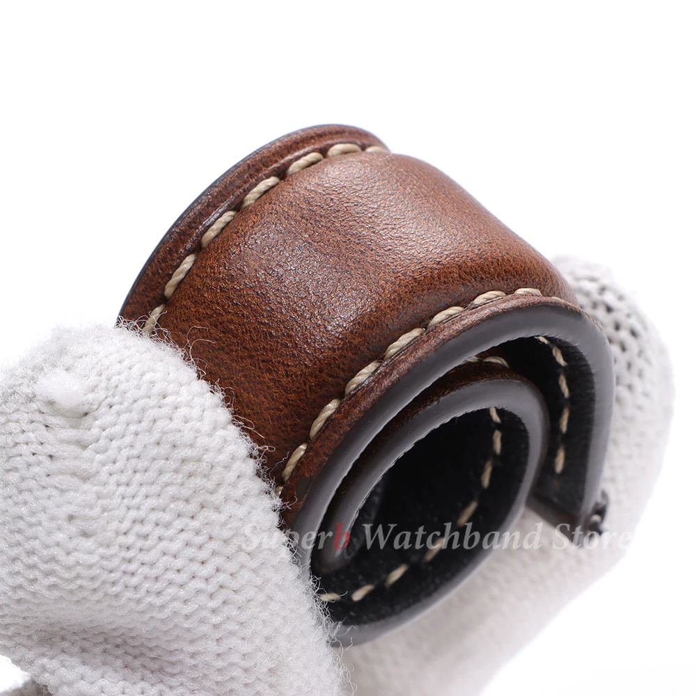 خمر النفط الشمع الجلود سوار لساعة سامسونج غالاكسي 18/19/20/21/22/24 مللي متر خياطة جلد البقر الإفراج السريع حزام جلد العجل