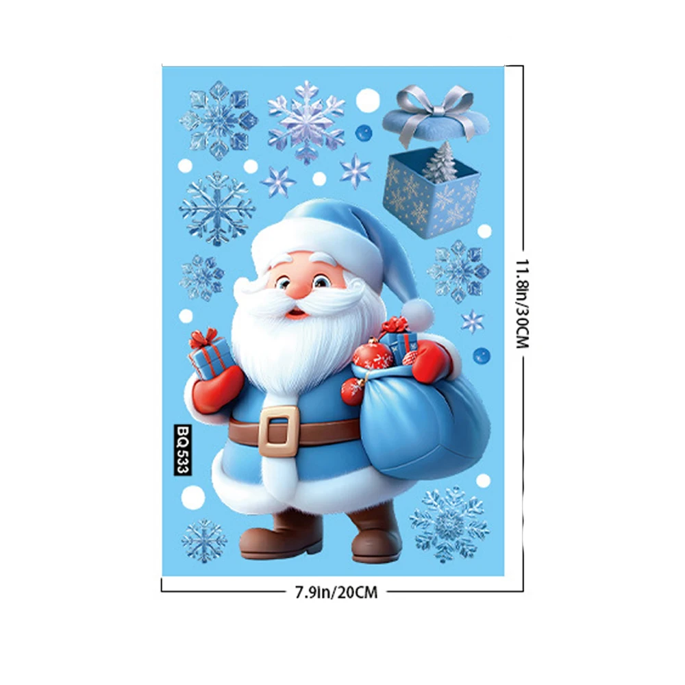 عيد الميلاد ملصقات نافذة ملصقات الكهرباء الساكنة ثلج سانتا كلوز ندفة الثلج نمط الكرتون ديكور المنزل عطلة الطرف #6