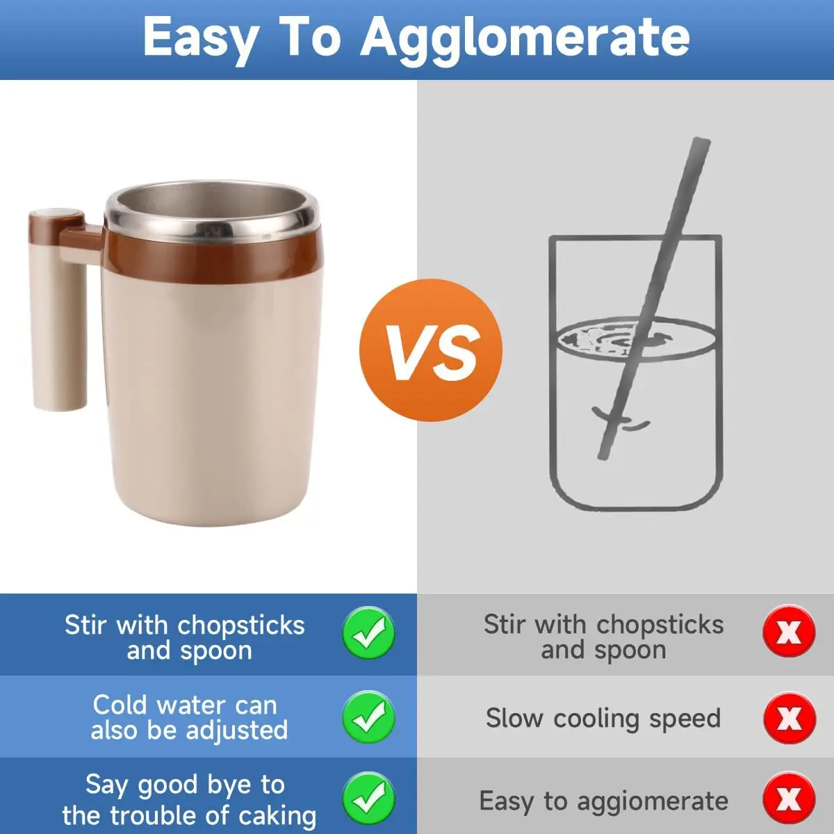 كوب قهوة أوتوماتيكي للتحريك 14 أونصة - كوب خلط مغناطيسي كهربائي مع بطارية 10 ساعات، كوب من الفولاذ المقاوم للصدأ مانع للتسرب للمكتب والساعة