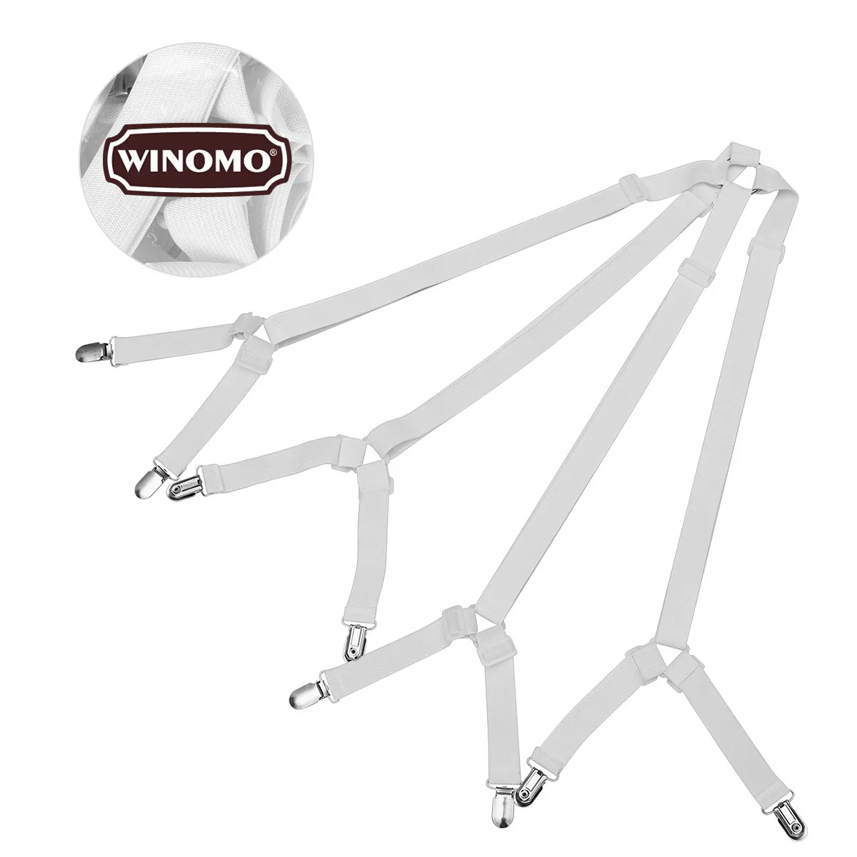 Winomo Adjustable Sheet Straps Bed Sheet Corner Holders Elastic Grippers for Mattress Pads Duvet Covers White