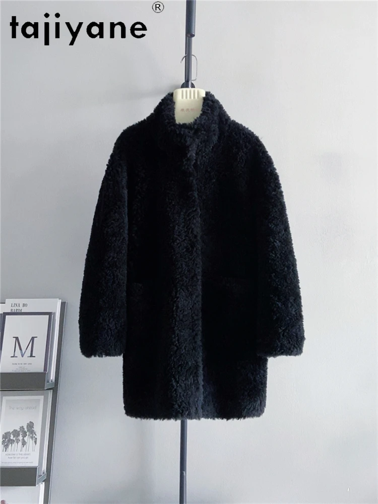 TAJIYANE Cappotti di lana naturale al 100% per donna Stile coreano Colletto alla coreana Tosatura delle pecore Giacca invernale Abbigliamento donna 2025 шрость