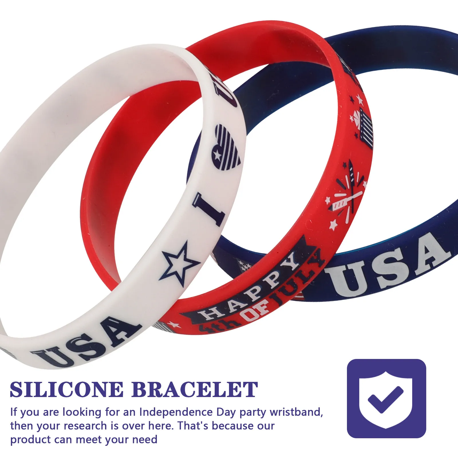 12Pcs Independence Day Silicone Wristband Usa Party Bracelets Reusable Patriotic Theme Wristbands Festival Favor