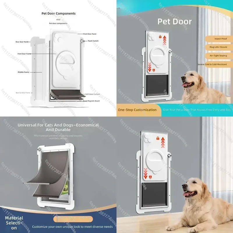 Two Way Pet Door for Cats and Dogs Free Entry Exit TPU Material Flap Kennel Accessory