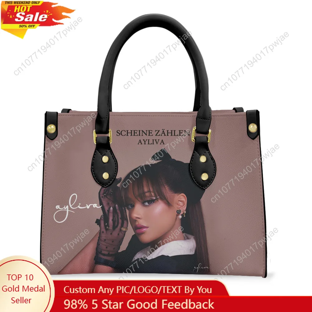 

Ayliva Schwarzes Herz Wunder Tote Bag Purse Womens Mens Personalized Text Image PU Leather Handbag Business Shopping Gift Bags