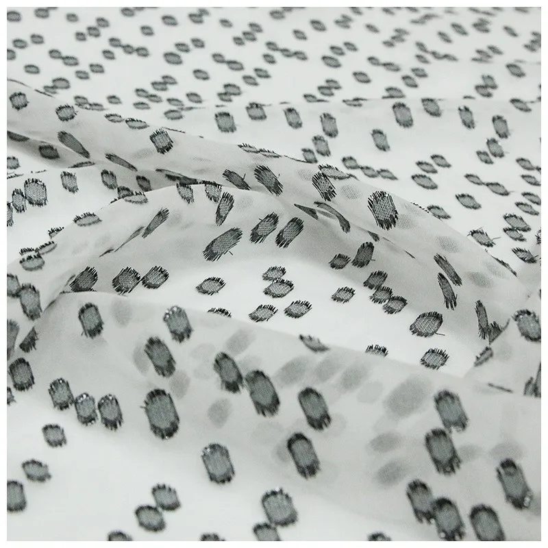 Silk polka dot black leather cut-pattern fabric clothing dress half skirt and top designer