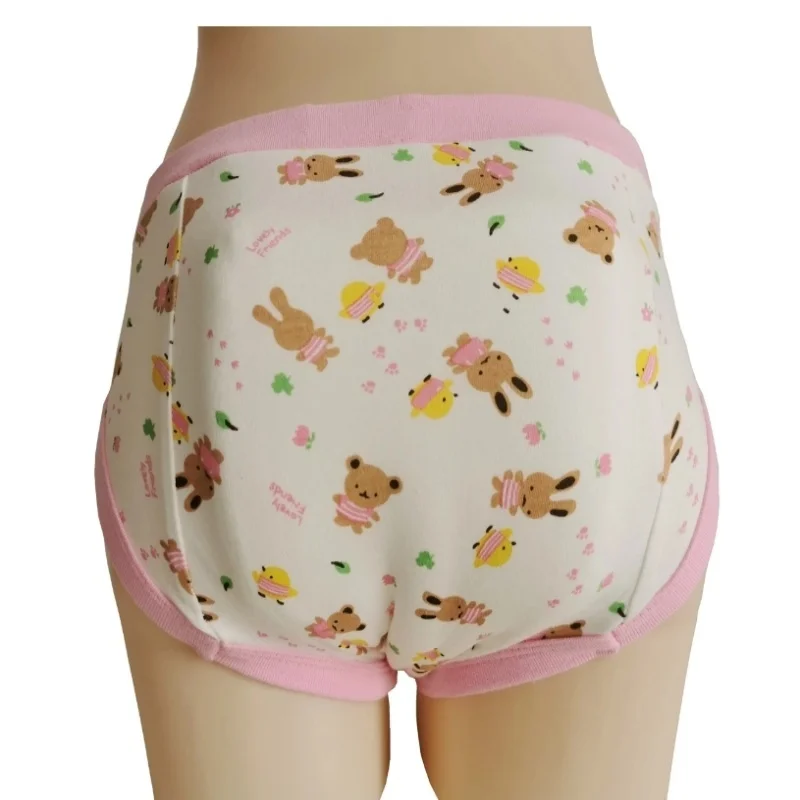 Розовые тренировочные штаны для взрослых с мультяшным принтом ABDL для взрослых и детей с подкладкой внутри трусы, хлопковые трусики, учебные штаны