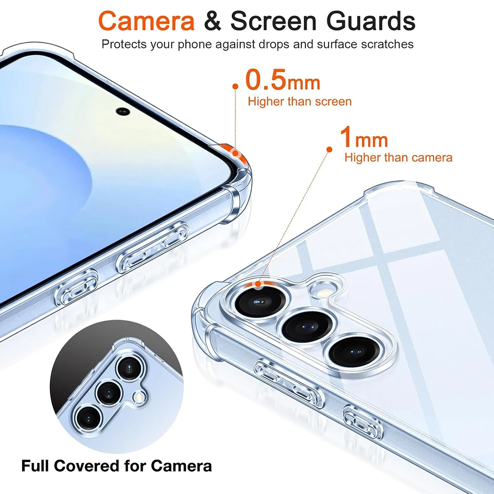 Stoßfeste Silikonhülle für Samsung S25 S24 S23 S21 Fe S22 Ultra A17 A56 A16 A36 A55 A35 A15 A54 A14 A34 A53 A33 Klare Abdeckung – Detail 4