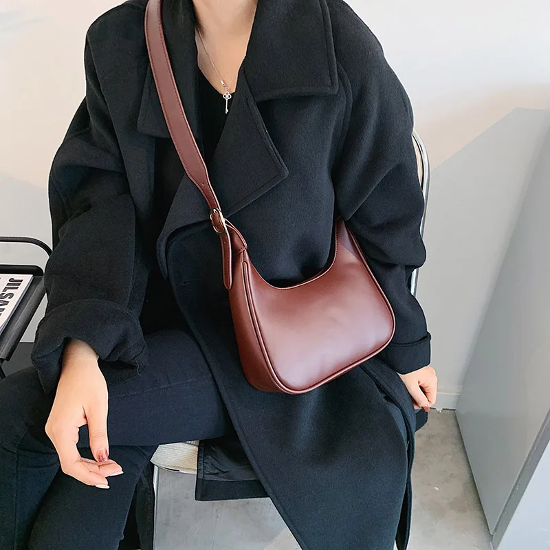 Simple Handbags For Women PU Leather Crossbody High Capacity Retro Shoulder Bag Luxury Designer Messenger Underarm Bag Female