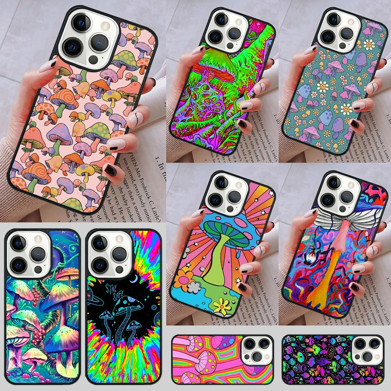 Mushrooms Psychedelic Phone Case cover For iPhone 14 13 15 16 Pro Max Coque 12 11 Pro Max For Apple 8 PLUS 7 6S fundas