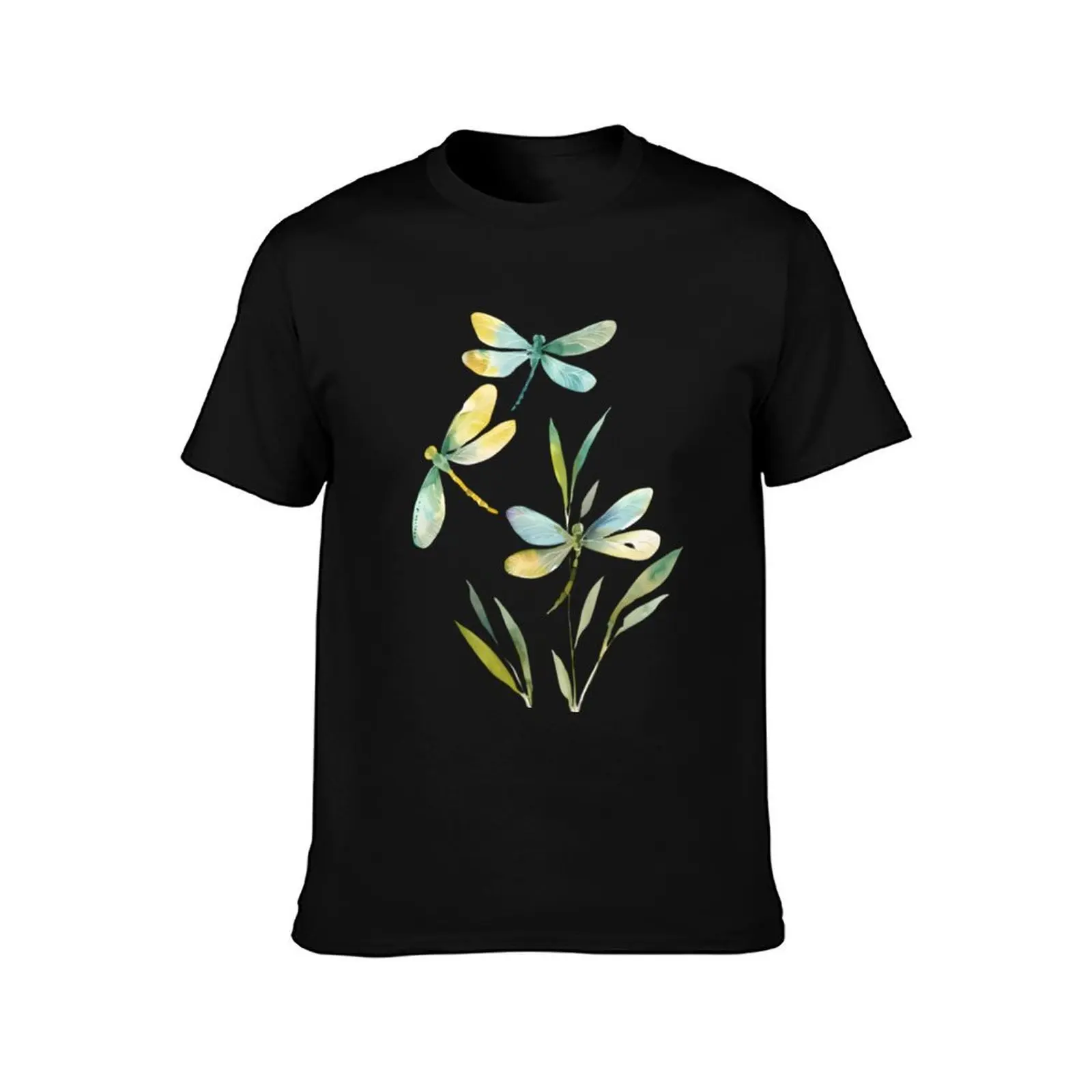Tranquil Dragonfly Dance T-Shirt Casual Breathable Short Sleeve Top