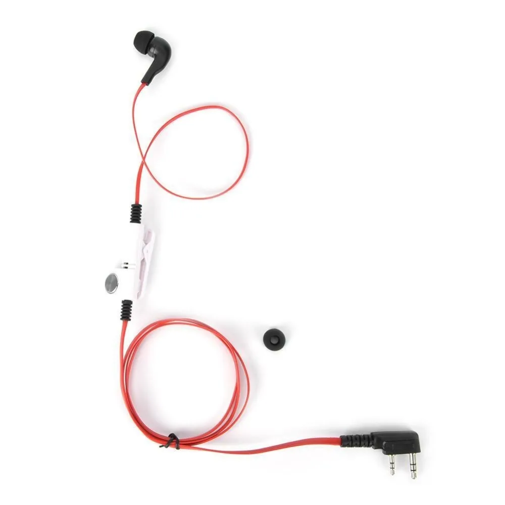 Professional 2 Way Earpiece Two Way Radio 2 Pin Earphone PTT Mic ABS Noodle Headphone Cord for Kenwood Baofeng