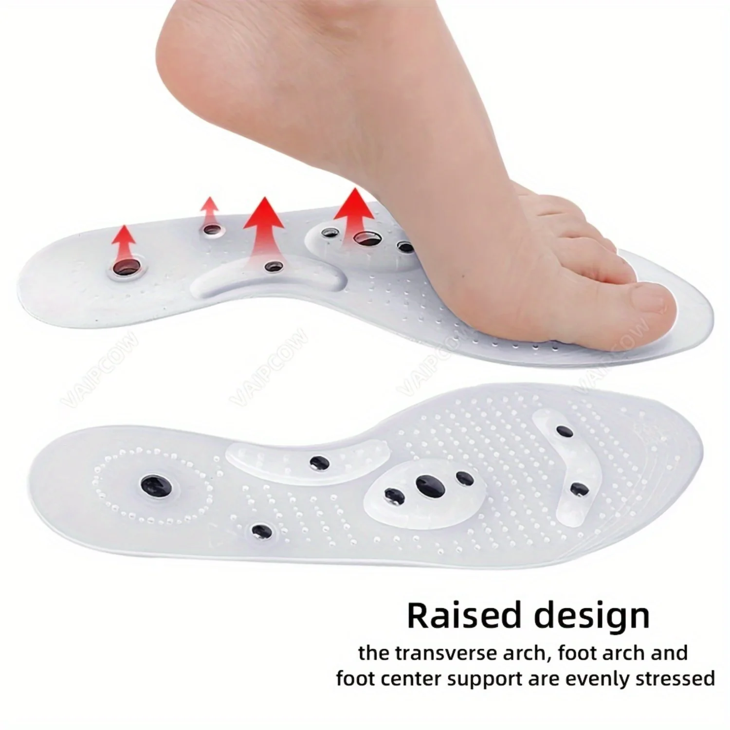 1pair Silicone Acupressure  Massage Insoles For Men (28.5cm/11.22in) & Women (27cm/10.63in), Adjustable Foot Shoe Inserts, Foot 