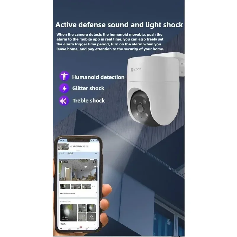 Versão na China 2-8MP EZVIZ H8C/C8C Câmera IP à prova d'água à prova de raios Câmera WiFi Proteção de segurança Câmera de vigilância por vídeo