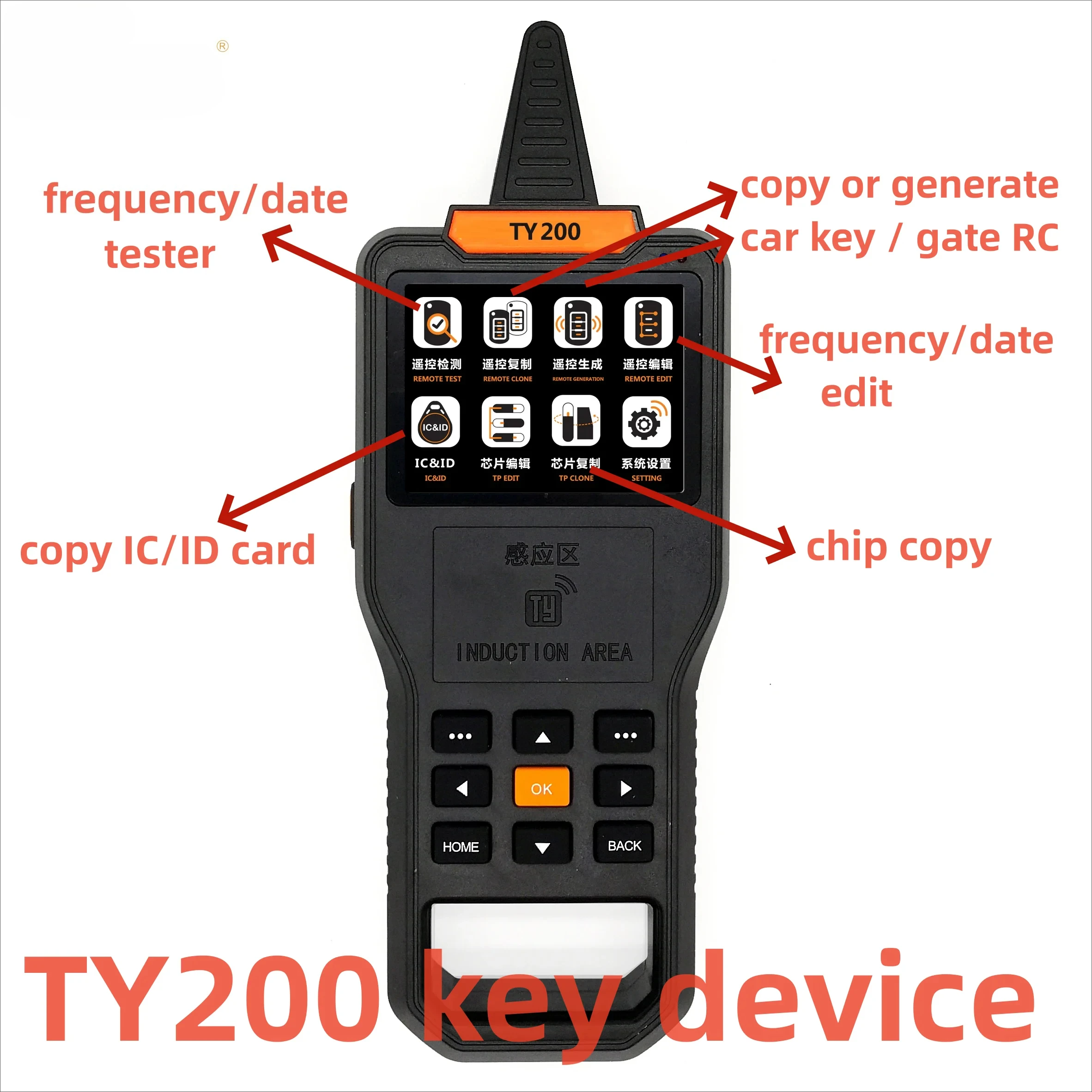 Multi Function Locksmith Tools TY200 Key Programmer Machine Copy IC/ID Card Car Key Gate Remote Control Collector Remote Maker
