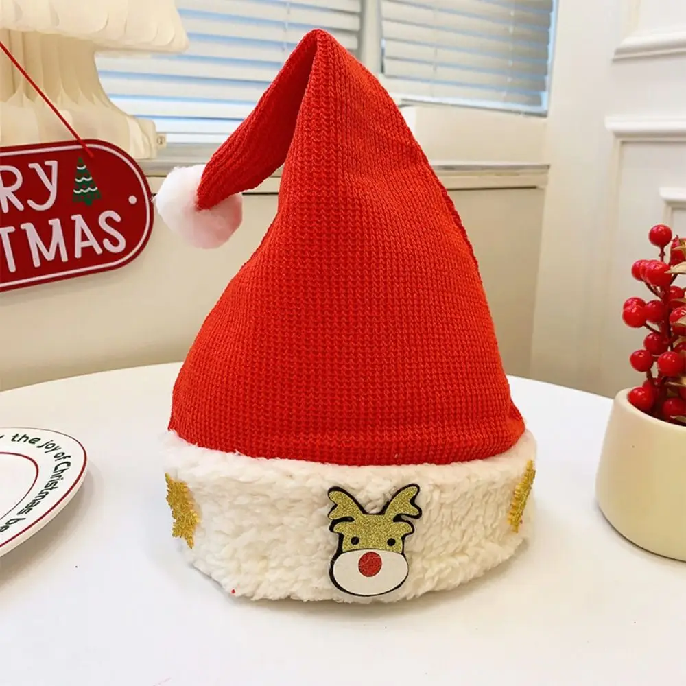 Merry Christmas Decoration Christmas Sequin Hat Snowflake Green Red Elk Deer Cap Korean Style Bow Red Plush Hat Winter/Autumn