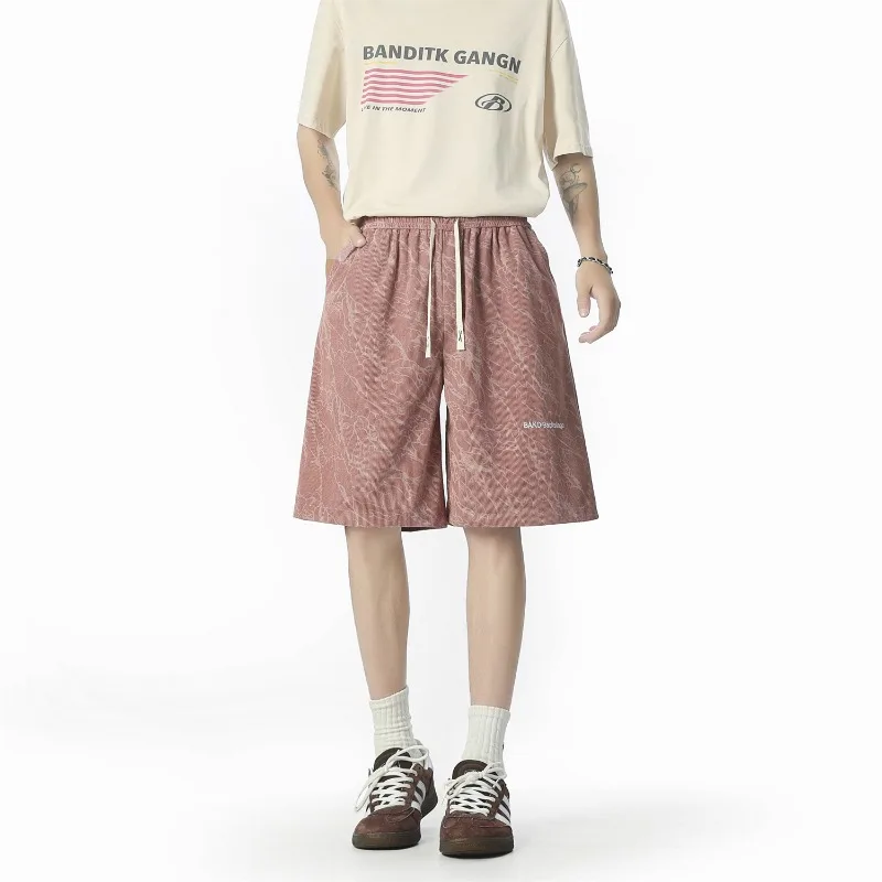 

Брюки мужские модные новые мужские шорты с буквенным принтом Tie Dye и шнурком, модные летние свободные короткие спортивные шорты с высокой талией