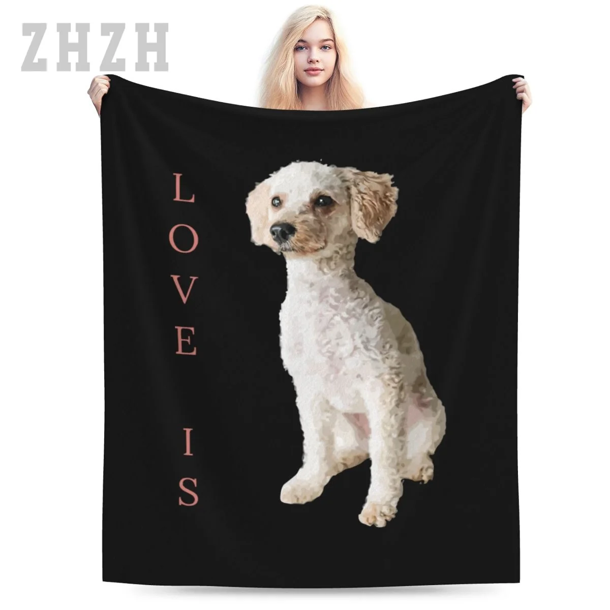 

Blanket Poodle Dog Mom Dad Love Flannel Multifunction Outdoor Camping Sofa Cover Keep Warm