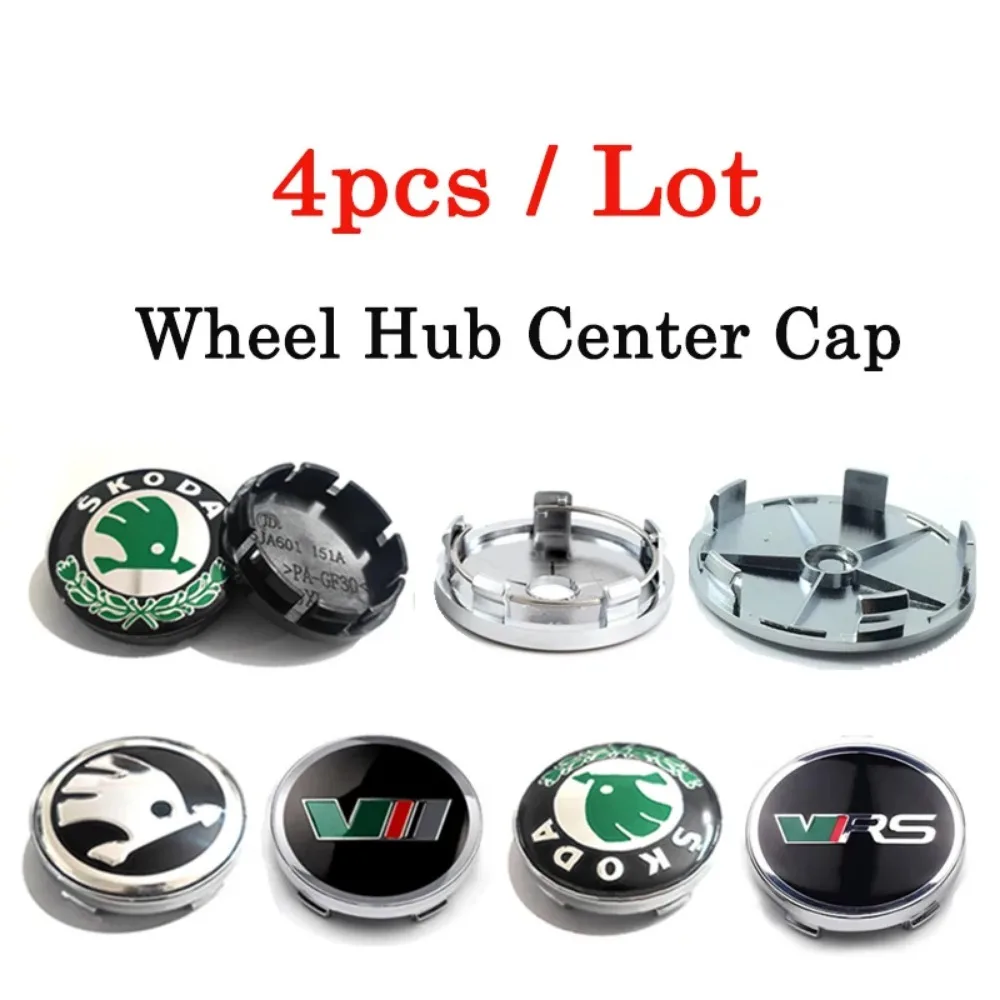 4pcs 56mm 60mm 65mm 68mm Badge Decorative Caps Rim Dust-Proof Covers Auto Logo Emblem Sticker Parts For Octavia Superb VRS MK2