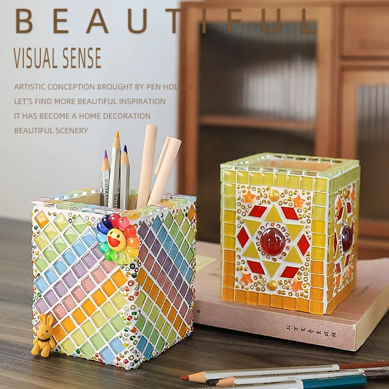 ✨DIY Mosaic Seashell Pen Holder Craft Kit for Kids Creative Art Educational Toys Children Handmade Decorative Accessories