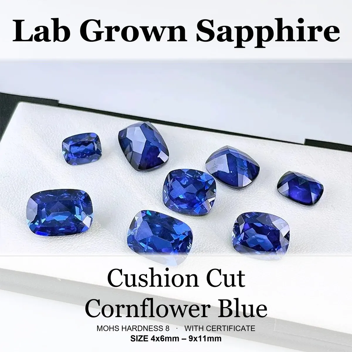Lab Grown Sapphire Rectangle Cushion Cut Cornflower Color for Ring Necklace Earrings Main Materials Selectable Certificate