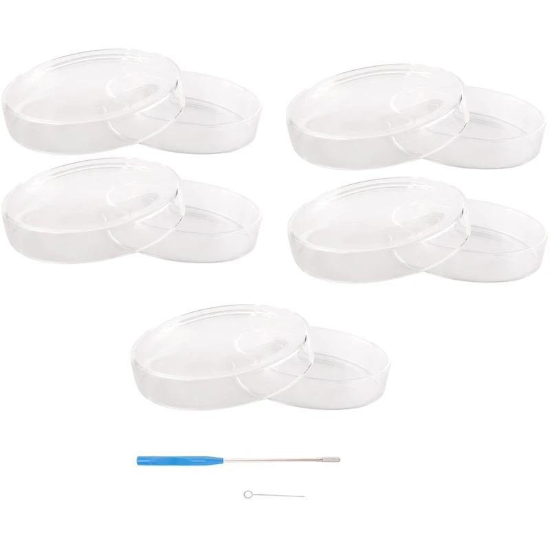 

100 Mm Glass Petri Dishes Reusable Petri Dishes 10 Pcs Autoclavable Lab Petri Plates With A Inoculation Loop