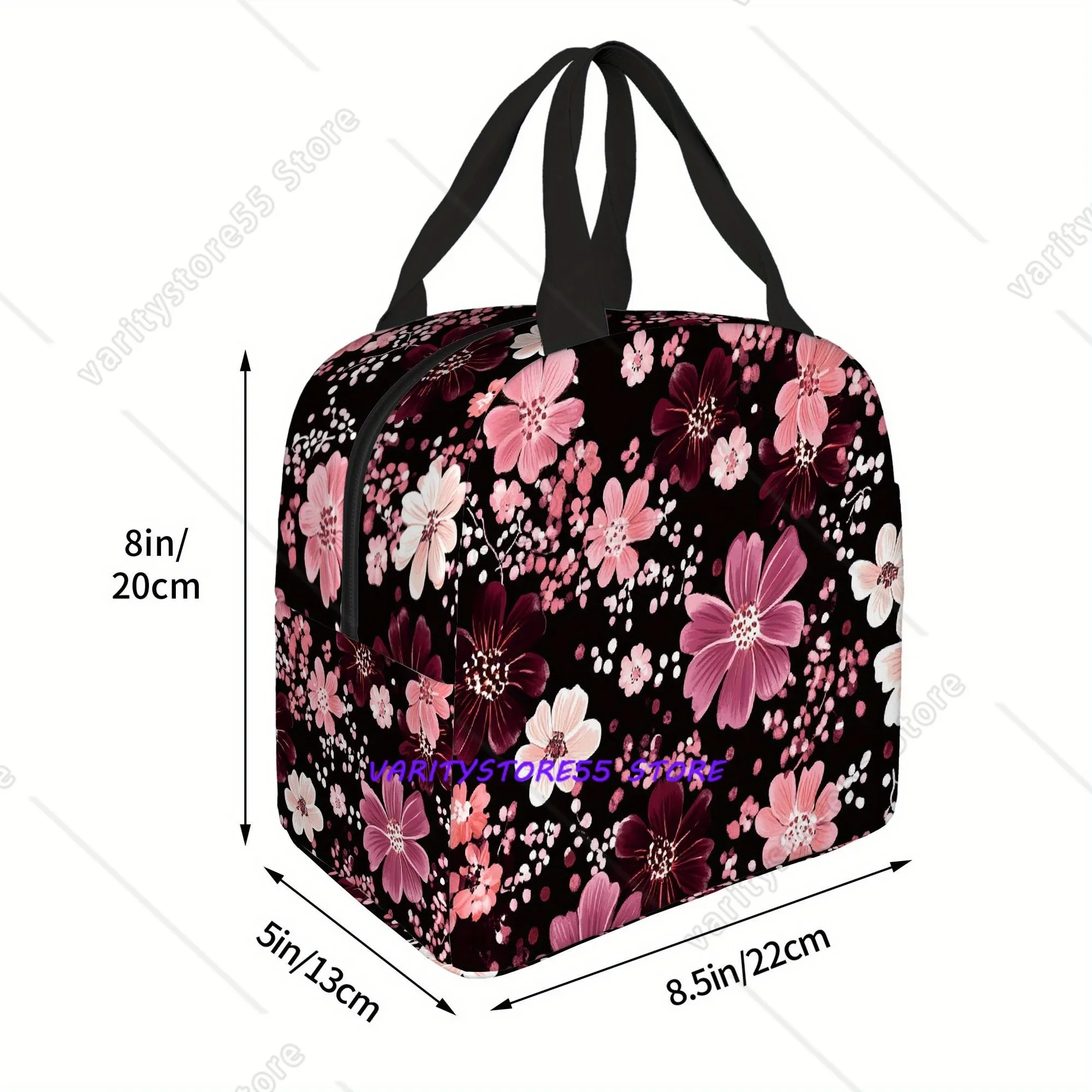 Floral Pattern Lunch Bag Teen Insulated Cooler Lunch Box Containers for Adults Tote Thermos Portable Outdoors