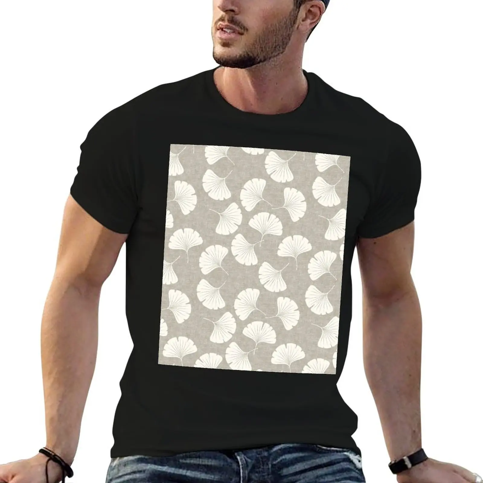 

Ginkgo biloba - gingko leaves - tan T-Shirt summer top tees tee shirts for men