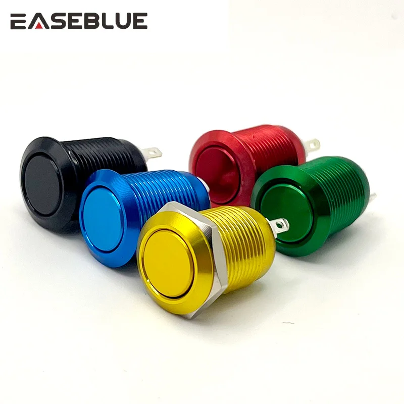 12mm Mini Metal Push Button Oxidation Red Yellow Blue Green Black Momentary Self Reset /latching Switch 0.5A 2Pin