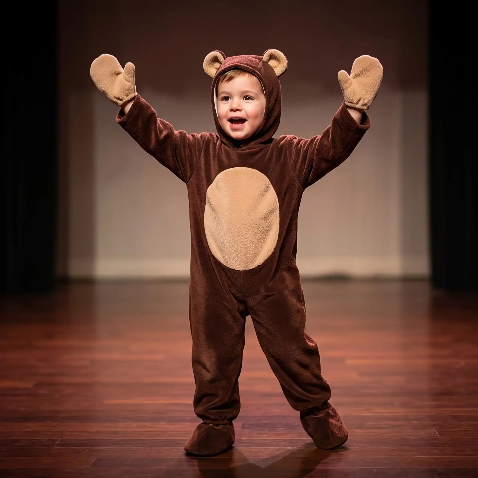 かわいいクマの着ぐるみ-子供用-学校遊び用-ソフトポリエステル製-全身着ぐるみ-手袋付き